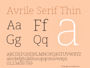 Avrile Serif Thin Version 2.001; ttfautohint (v1.8.2) Font Sample