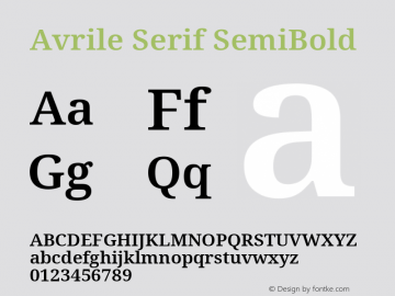 Avrile Serif SemiBold Version 2.001; ttfautohint (v1.8.2) Font Sample