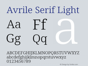Avrile Serif Light Version 2.001; ttfautohint (v1.8.2) Font Sample