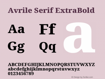 Avrile Serif ExtraBold Version 2.001; ttfautohint (v1.8.2) Font Sample