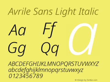 Avrile Sans Light Italic Version 2.001图片样张