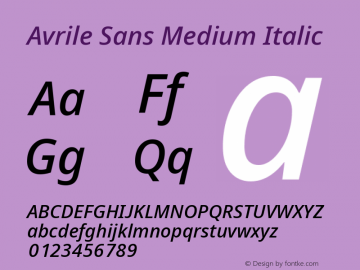 Avrile Sans Medium Italic Version 2.001图片样张