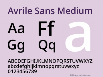 Avrile Sans Medium Version 2.001 Font Sample