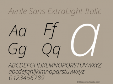 Avrile Sans ExtraLight Italic Version 2.001图片样张