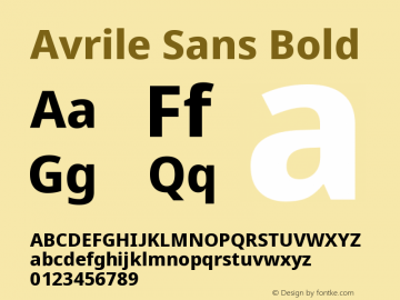 Avrile Sans Bold Version 2.001 Font Sample