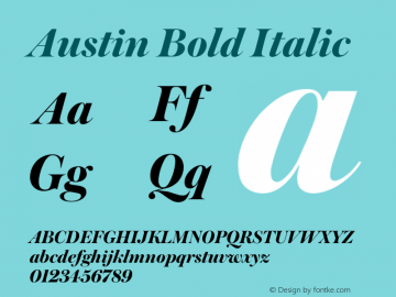 Austin Bold Italic Version 1.001;September 17, 2018;FontCreator 11.5.0.2421 64-bit图片样张