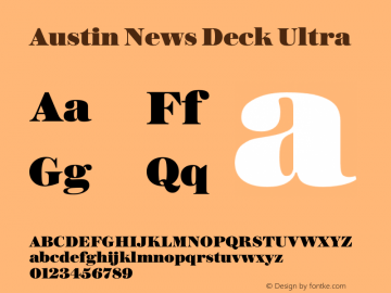 Austin News Deck Ultra Version 1.001;September 17, 2018;FontCreator 11.5.0.2421 64-bit Font Sample