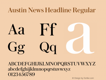 Austin News Headline Version 1.001;September 17, 2018;FontCreator 11.5.0.2421 64-bit图片样张