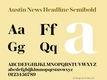 Austin News Headline Semibold Version 1.001;September 17, 2018;FontCreator 11.5.0.2421 64-bit图片样张