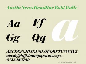 Austin News Headline Bold Italic Version 1.001;September 17, 2018;FontCreator 11.5.0.2421 64-bit图片样张