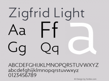 Zigfrid Light Version 1.00;September 18, 2018;FontCreator 11.5.0.2421 64-bit Font Sample