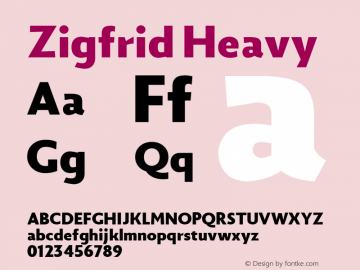 Zigfrid Heavy Version 1.00;September 18, 2018;FontCreator 11.5.0.2421 64-bit图片样张