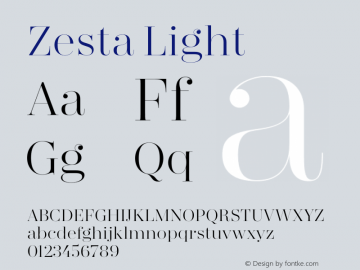 Zesta Light Version 1.0 Font Sample