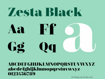 Zesta Black Version 1.0 Font Sample