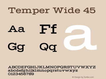 Temper Wide 45 Version 2.001;PS 002.001;hotconv 1.0.88;makeotf.lib2.5.64775 Font Sample