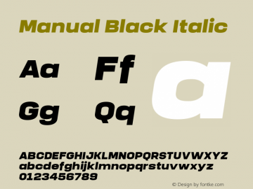 Manual-BlackItalic Version 1.000;PS 001.000;hotconv 1.0.88;makeotf.lib2.5.64775 Font Sample