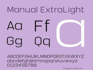 Manual-ExtraLight Version 1.000;PS 001.000;hotconv 1.0.88;makeotf.lib2.5.64775 Font Sample