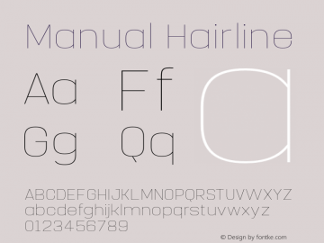 Manual-Hairline Version 1.000;PS 001.000;hotconv 1.0.88;makeotf.lib2.5.64775 Font Sample