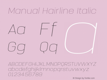 Manual-HairlineItalic Version 1.000;PS 001.000;hotconv 1.0.88;makeotf.lib2.5.64775 Font Sample
