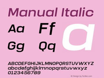 Manual-Italic Version 1.000;PS 001.000;hotconv 1.0.88;makeotf.lib2.5.64775 Font Sample