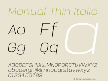 Manual-ThinItalic Version 1.000;PS 001.000;hotconv 1.0.88;makeotf.lib2.5.64775 Font Sample