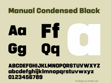 Manual-CondensedBlack Version 1.000;PS 001.000;hotconv 1.0.88;makeotf.lib2.5.64775 Font Sample