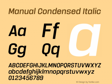 Manual-CondensedItalic Version 1.000;PS 001.000;hotconv 1.0.88;makeotf.lib2.5.64775图片样张