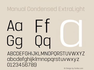 Manual-CondensedExtraLight Version 1.000;PS 001.000;hotconv 1.0.88;makeotf.lib2.5.64775图片样张