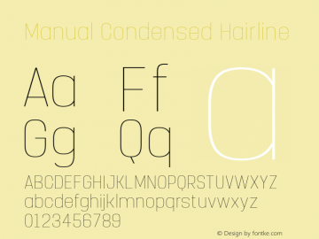 Manual-CondensedHairline Version 1.000;PS 001.000;hotconv 1.0.88;makeotf.lib2.5.64775 Font Sample