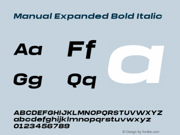 Manual-ExpandedBoldItalic Version 1.000;PS 001.000;hotconv 1.0.88;makeotf.lib2.5.64775 Font Sample