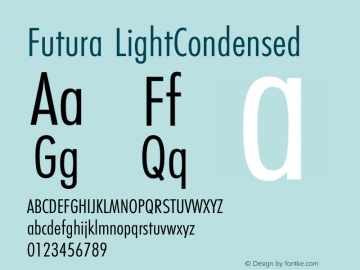 Futura LightCondensed Version 001.001 Font Sample