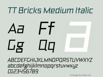 TTBricks-MediumItalic Version 1.000 Font Sample