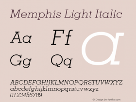 Memphis-LightItalic OTF 1.0;PS 001.002;Core 1.0.22图片样张