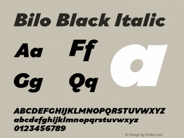 Bilo-BlackItalic Version 1.0 | wf-rip DC20180505 Font Sample