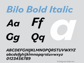 Bilo-BoldItalic Version 1.0 | wf-rip DC20180505 Font Sample