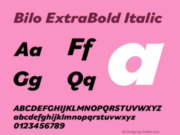 Bilo-ExtraBoldItalic Version 1.0 | wf-rip DC20180505 Font Sample