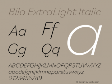 Bilo-ExtraLightItalic Version 1.0 | wf-rip DC20180505 Font Sample