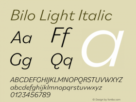 Bilo-LightItalic Version 1.0 | wf-rip DC20180505图片样张