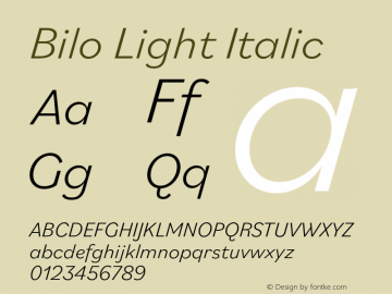 Bilo-LightItalic Version 1.0 | wf-rip DC20180505 Font Sample