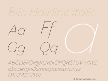 Bilo-HairlineItalic Version 1.0 | wf-rip DC20180505 Font Sample