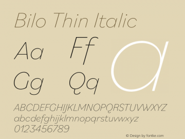 Bilo-ThinItalic Version 1.0 | wf-rip DC20180505 Font Sample