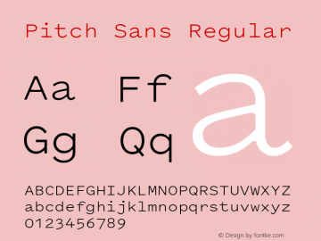 Pitch Sans Version 1.001;February 20, 2017;FontCreator 11.5.0.2427 64-bit Font Sample
