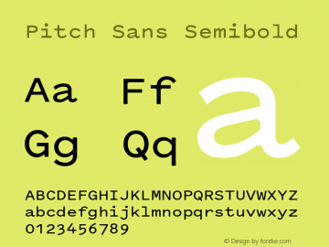 Pitch Sans Semibold Version 1.001;February 20, 2017;FontCreator 11.5.0.2427 64-bit Font Sample
