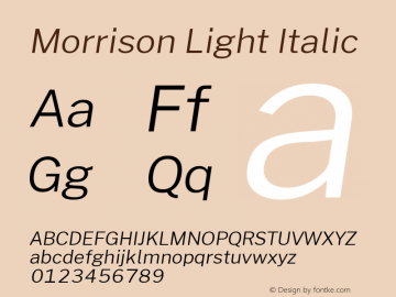 Morrison Light Italic Version 1.030; ttfautohint (v1.8.1) Font Sample