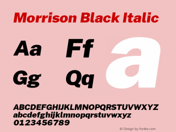 Morrison Black Italic Version 1.030; ttfautohint (v1.8.1)图片样张