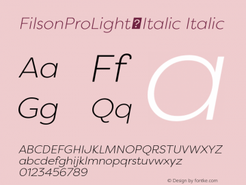 FilsonProLightItalic-Italic Version 1.0图片样张