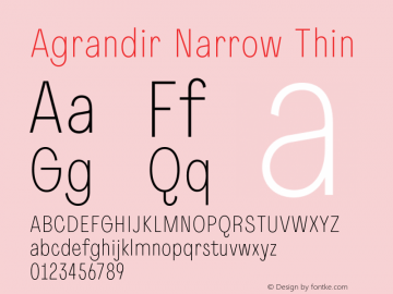 Agrandir-NarrowThin Version 1.000 Font Sample