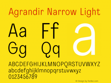 Agrandir-NarrowLight Version 1.000 Font Sample