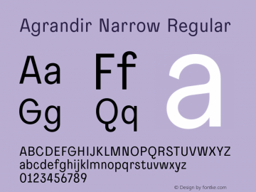 Agrandir-NarrowRegular Version 1.000 Font Sample