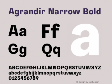 Agrandir-NarrowBold Version 1.000 Font Sample